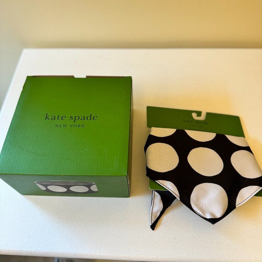 KATE SPADE NY - M/L Pet Bandana & 32oz Bowl in Art Dots  NWT Bundle